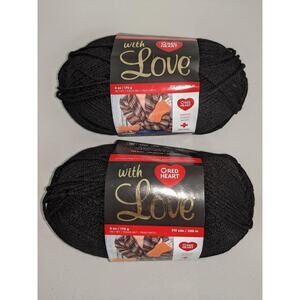 2 Red Heart With Love Yarn Black 315 Yards -0521T15